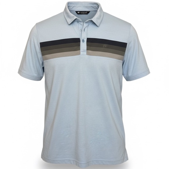 Travis Mathew Other - TravisMathew Golf Polo Shirt Mens Large Blue Stripe Performance Pima Cotton